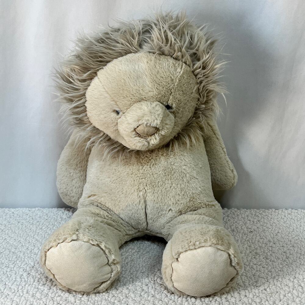 Lion Critter Plush Stuffed Animal Toy Taupe Beige 18" Pottery Barn Kids PBK